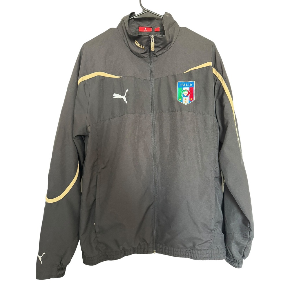 Puma Italia Italy FIGC Soccer‎ Track Jacket Mens Medium Black Gold Full Zip Coat